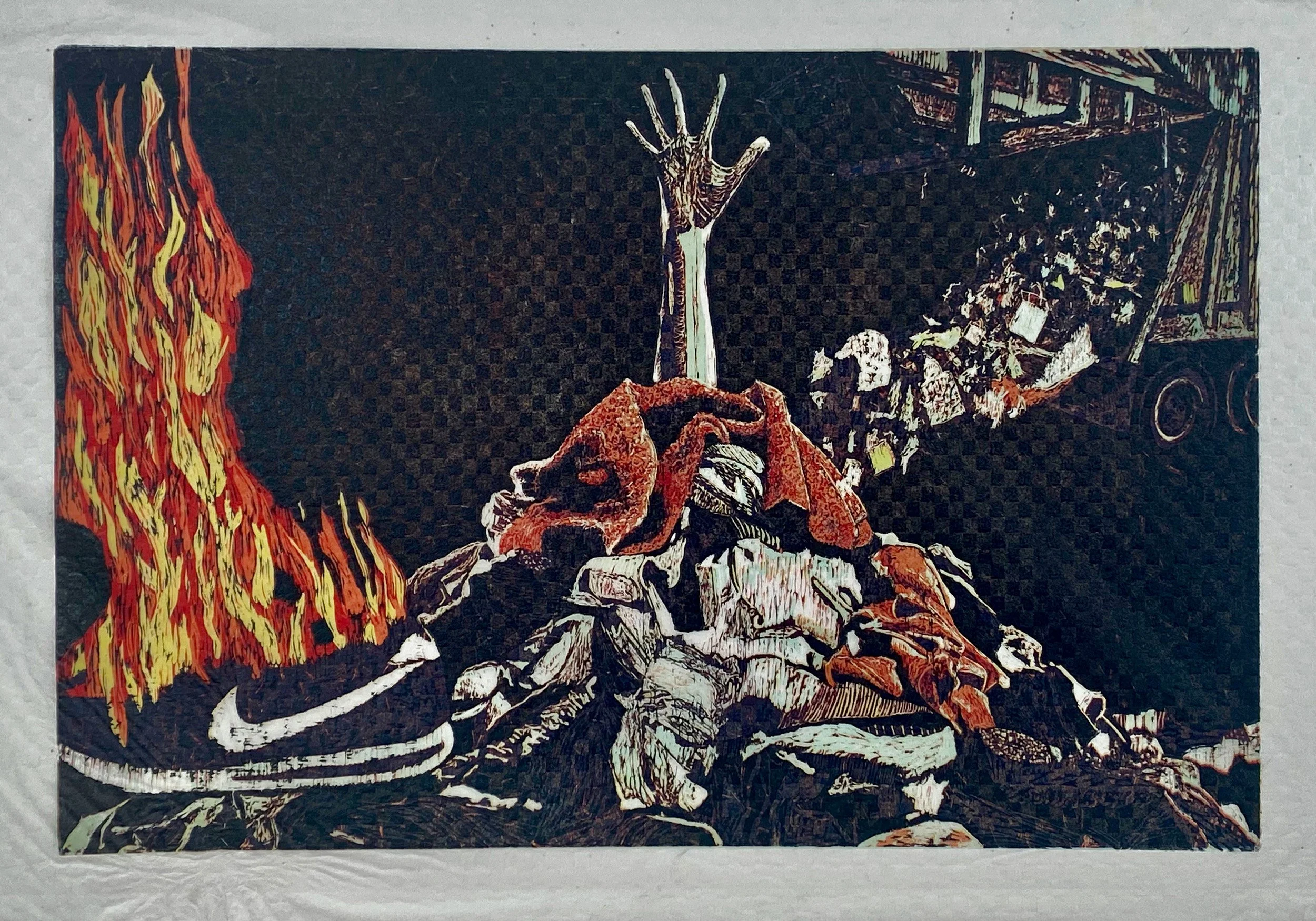 切絵細工周恩来   Zhou En-laiCollage workmanship Printmaking — Dorine Leitch